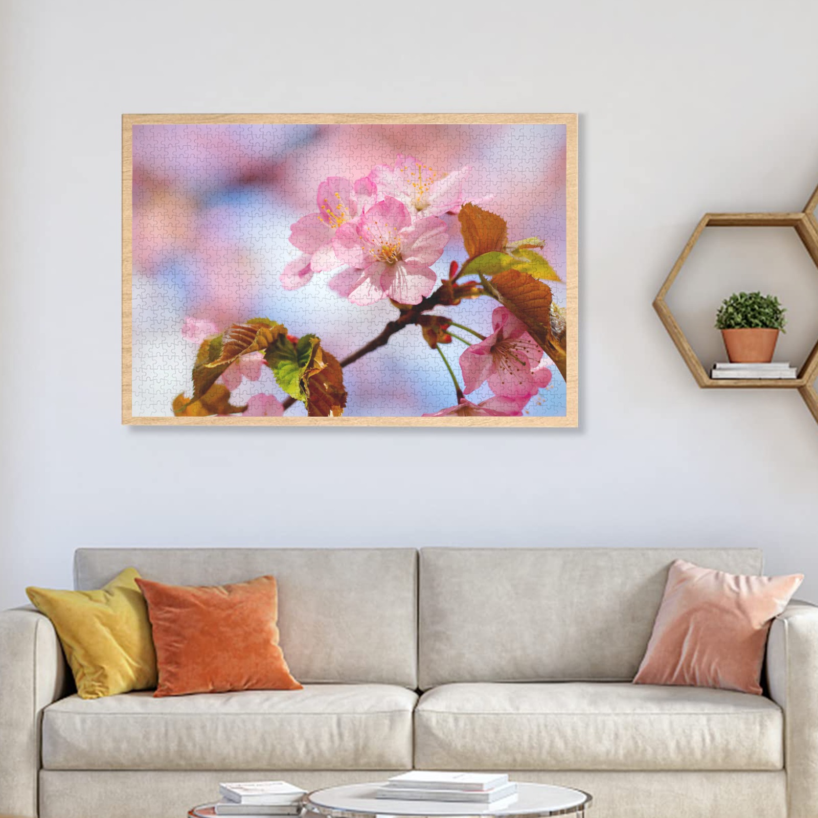 Beauty, love, wisdom of sakura cherry flowers. 1000-Piece Wooden Jigsaw Puzzle (Horizontal)