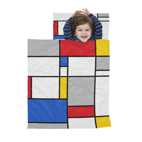 Geometric Retro Mondrian Style Color Composition Kids' Sleeping Bag