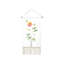 Stumming orange flower, green leaves and stems art Linen Hanging Poster