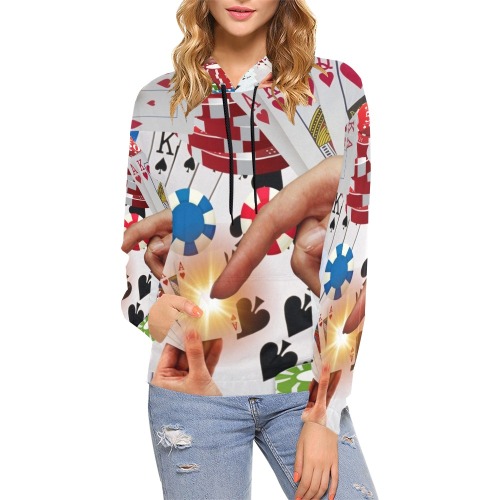 POKER NIGHT TOO All Over Print Hoodie for Women (USA Size) (Model H13)