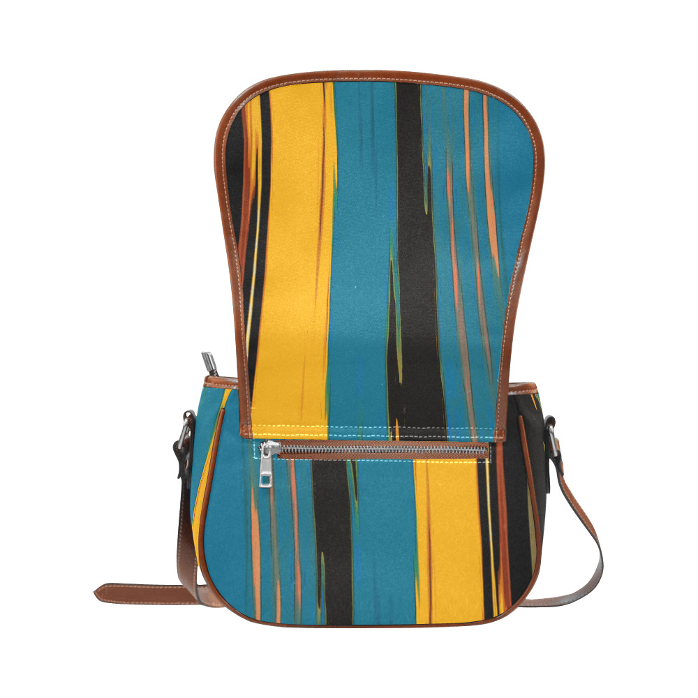 Black Turquoise And Orange Go! Abstract Art Saddle Bag/Small (Model 1649) Full Customization