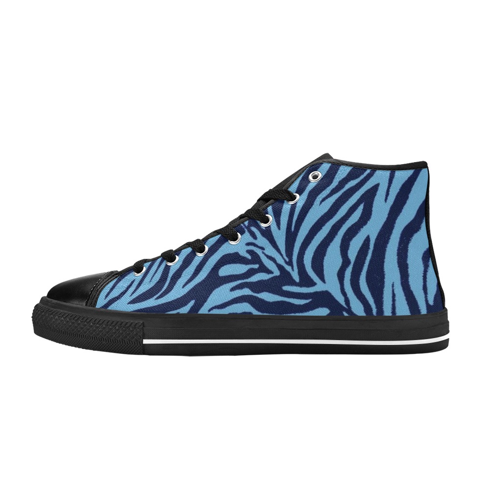 zebra 3 shades of blue Men’s Classic High Top Canvas Shoes (Model 017)