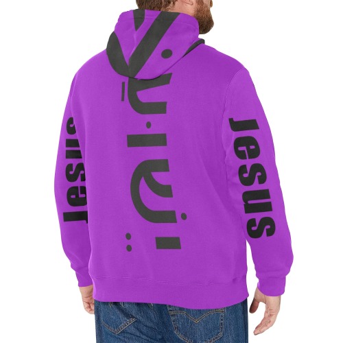 Yeshua Blk Letter Fleece Hoodie Men (Purple) Men's Long Sleeve Fleece Hoodie (Model H55)