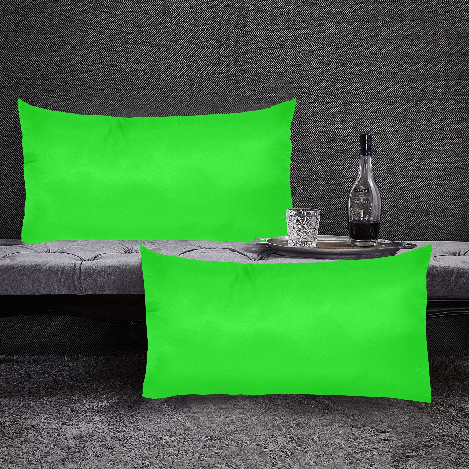 Merry Christmas Green Solid Color Custom Pillow Case 20"x 36" (One Side) (Set of 2)