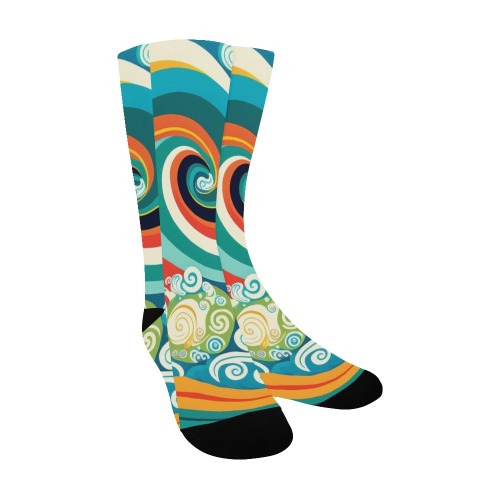 Colorful Ocean Waves Men's Custom Socks
