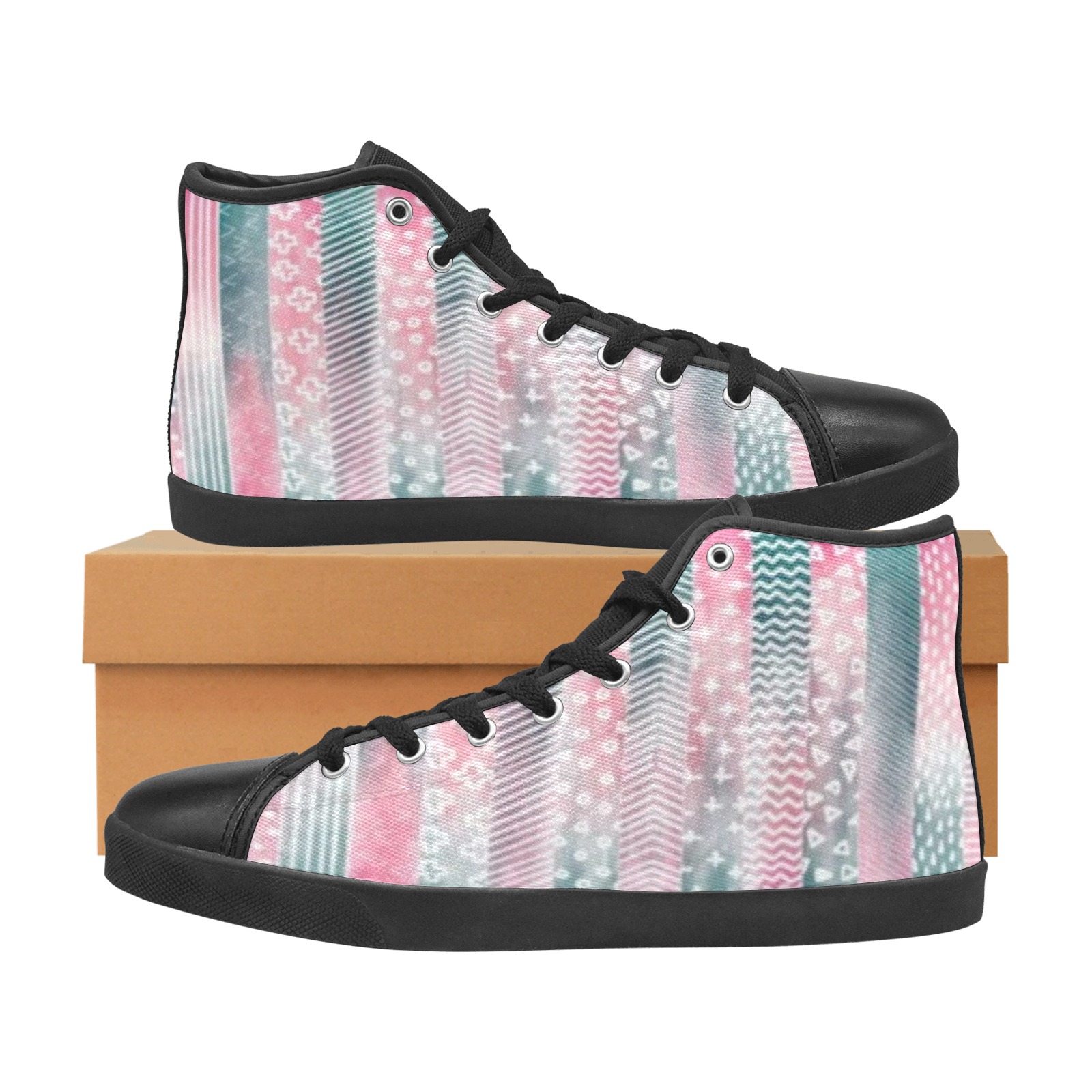 Pink shine Women's High Top Canvas Shoes (Model 002)
