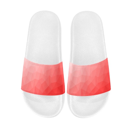Red gradient geometric mesh pattern Men's Slide Sandals (Model 057)