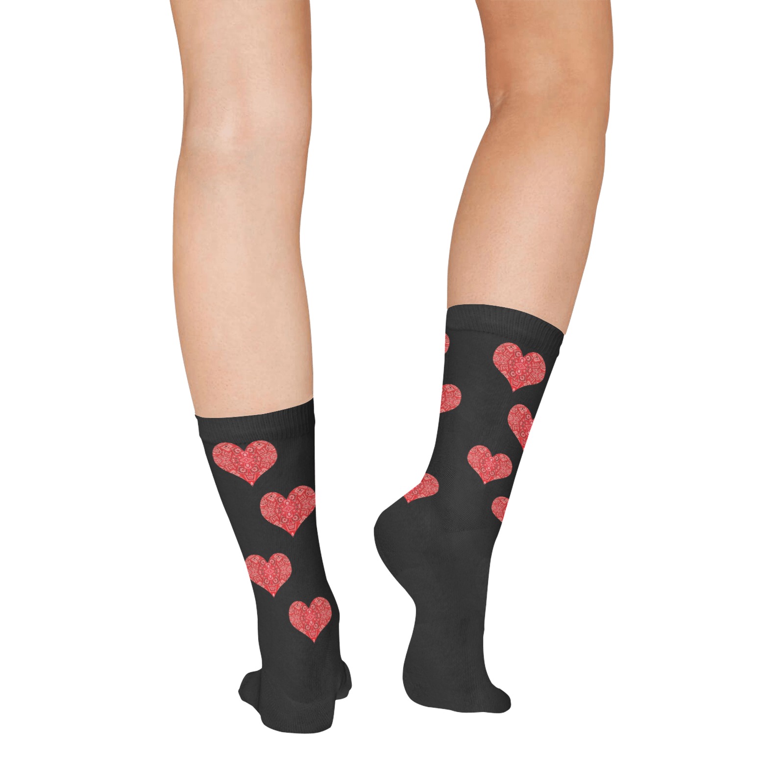 Bandana Hearts on Black All Over Print Socks for Women