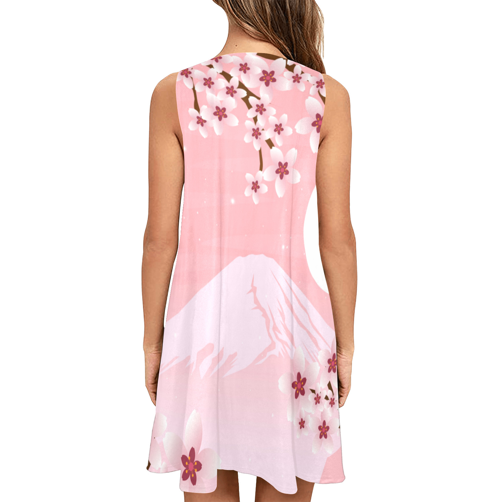 Winter Blossom Sleeveless A-Line Pocket Dress (Model D57)