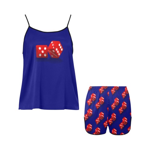 Las Vegas Craps Dice / Blue Women's Spaghetti Strap Short Pajama Set