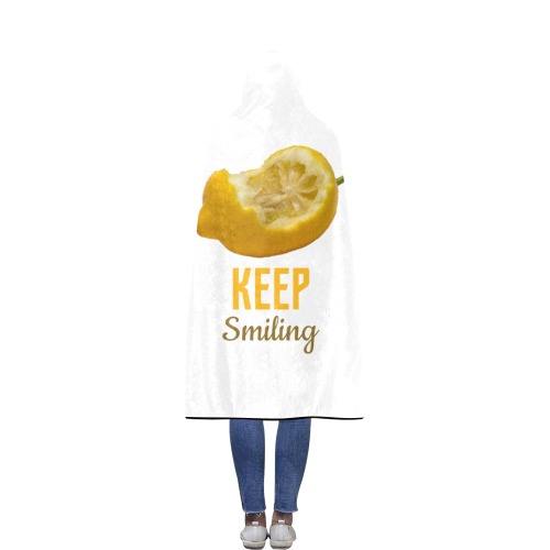 Nibbled Yellow Lemon Keep Smiling Funny Humor Flannel Hooded Blanket 56''x80''