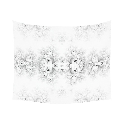 Snowy Winter White Frost Fractal Polyester Peach Skin Wall Tapestry 60"x 51"