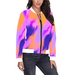 Orange and lilac brushes All Over Print Bomber Jacket for Women (Model H36)