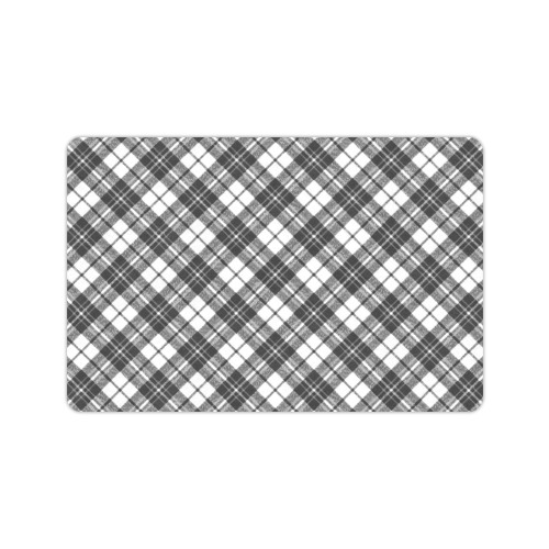 Tartan black white pattern holidays Christmas xmas elegant lines geometric cool fun classic elegance Doormat 24"x16"