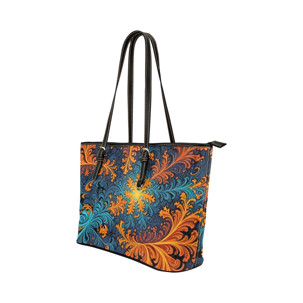 Tapestry Pattern Tote Leather Tote Bag/Large (Model 1651)