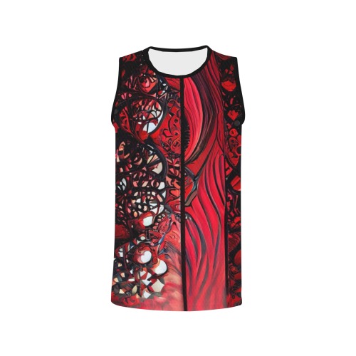 red and black intricate pattern 1 All Over Print Basketball Jersey