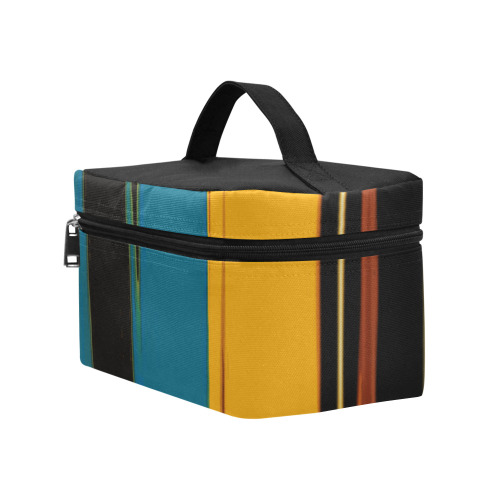 Black Turquoise And Orange Go! Abstract Art Cosmetic Bag/Large (Model 1658)