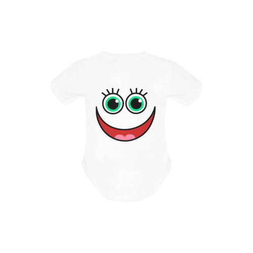 Don’t Worry Be Happy Cartoon Face Baby Powder Organic Short Sleeve One Piece (Model T28)