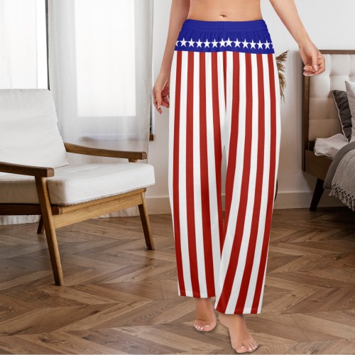 Stars and Stripes USA Flag Colors Women's Pajama Trousers without Pockets