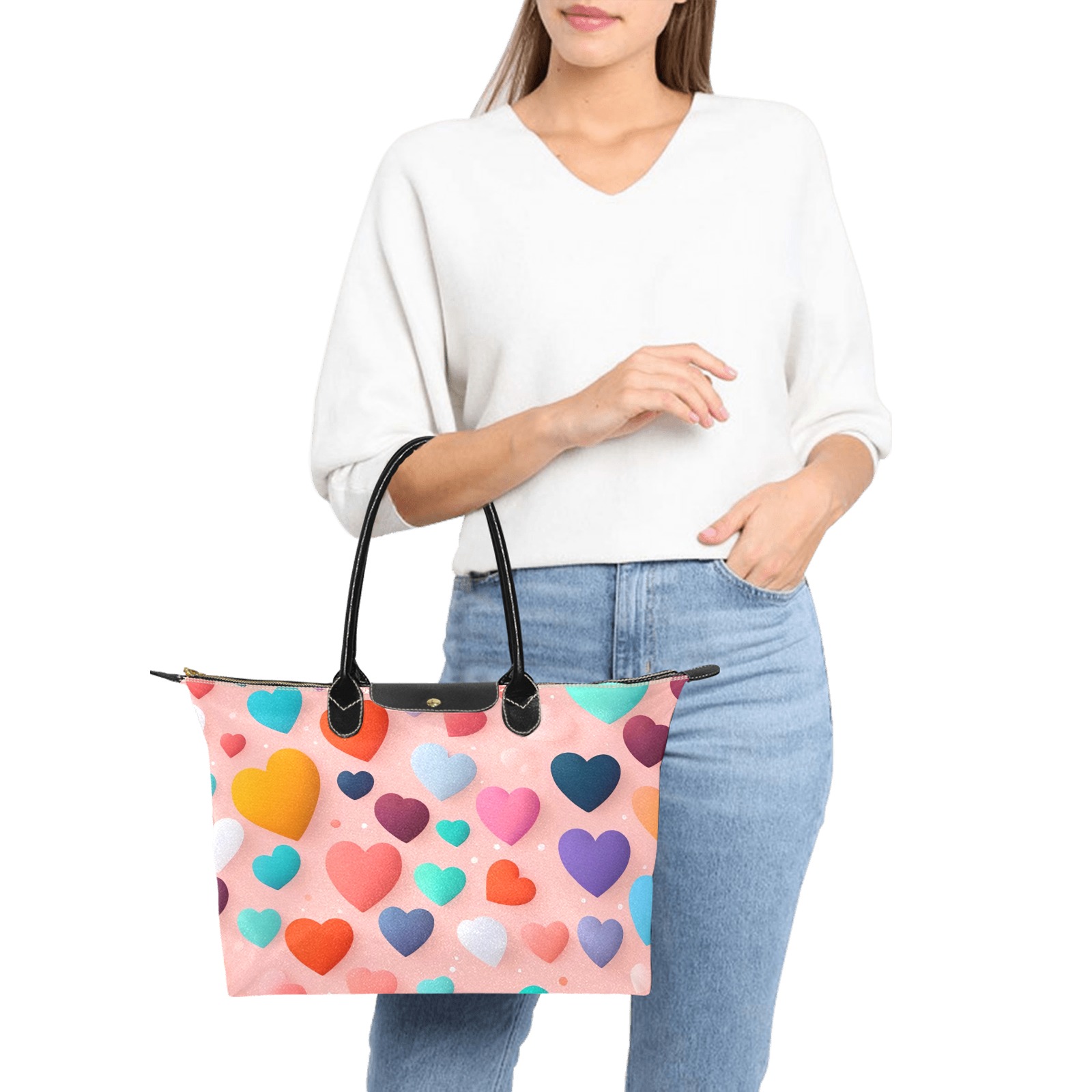 Heart pattern Single-Shoulder Lady Handbag (Model 1714)