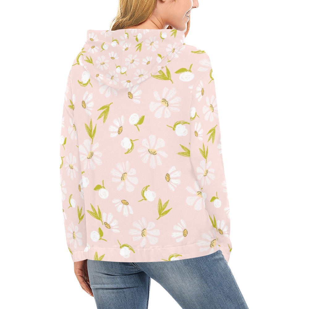Lovely Daisies All Over Print Hoodie for Women (USA Size) (Model H13)