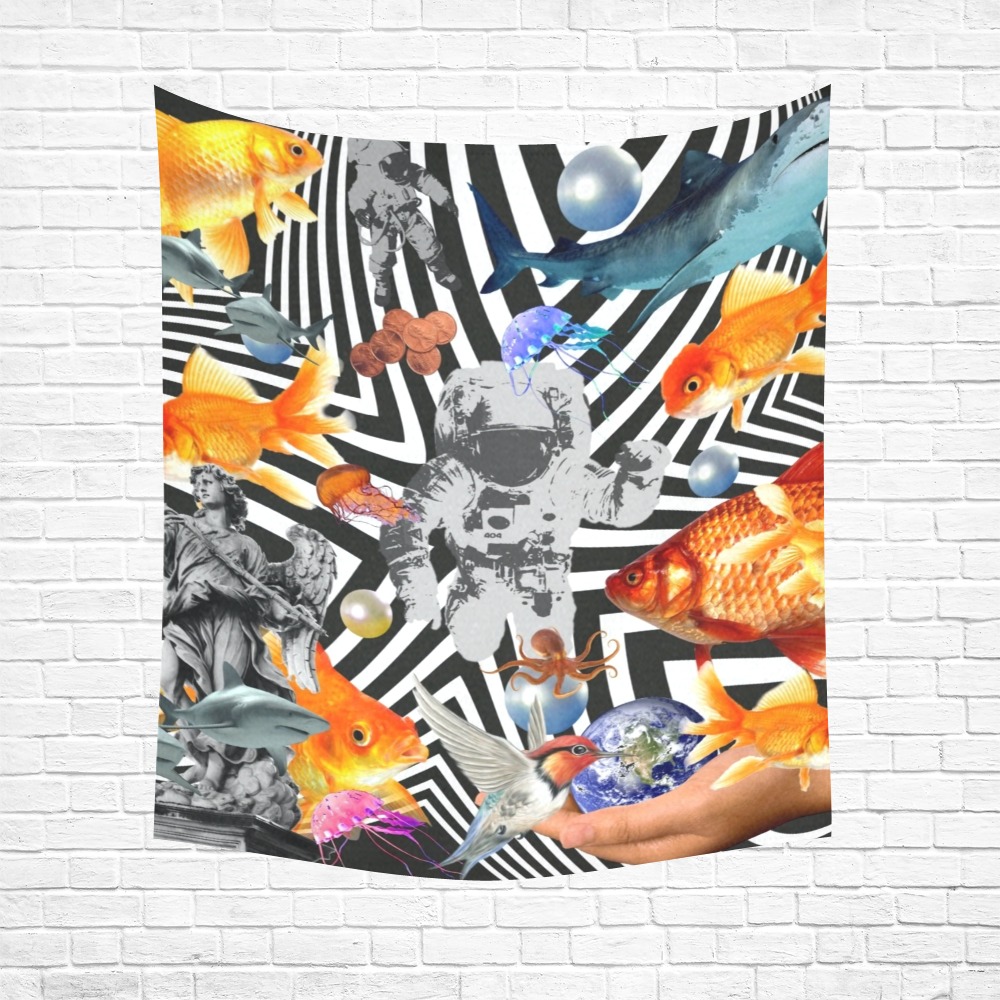 POINT OF ENTRY 2 Cotton Linen Wall Tapestry 51"x 60"