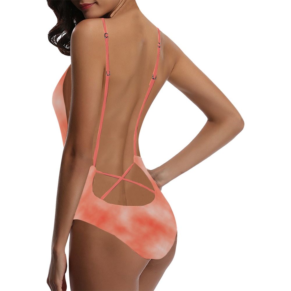 re clouds Sexy Lacing Backless One-Piece Swimsuit (Model S10)