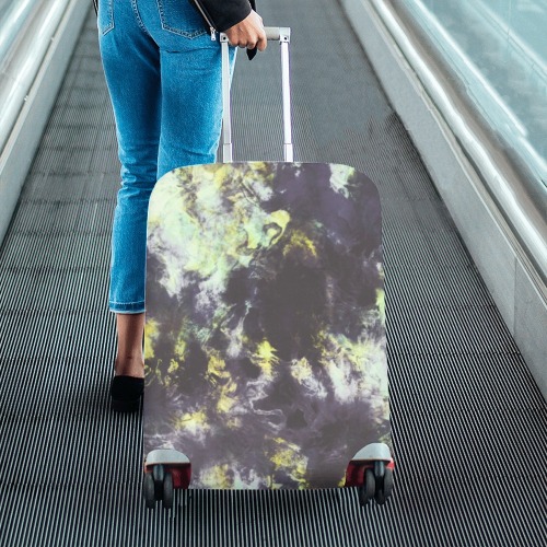 Green and black colorful marbling Luggage Cover/Medium 22"-25"