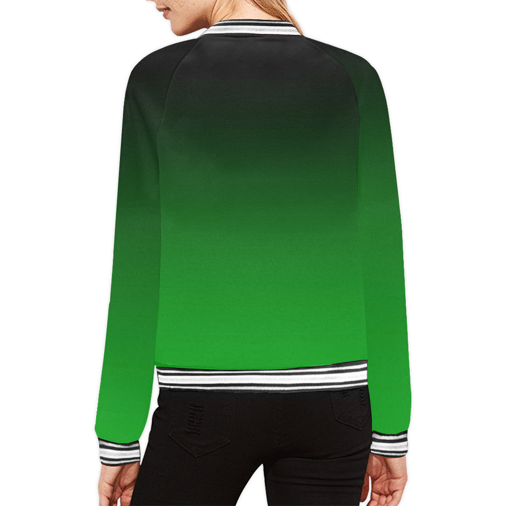 PENDENZA Green All Over Print Bomber Jacket for Women (Model H21)