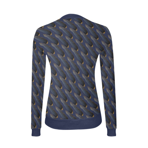 Blue Feathers Women's All Over Print V-Neck Sweater (Model H48)