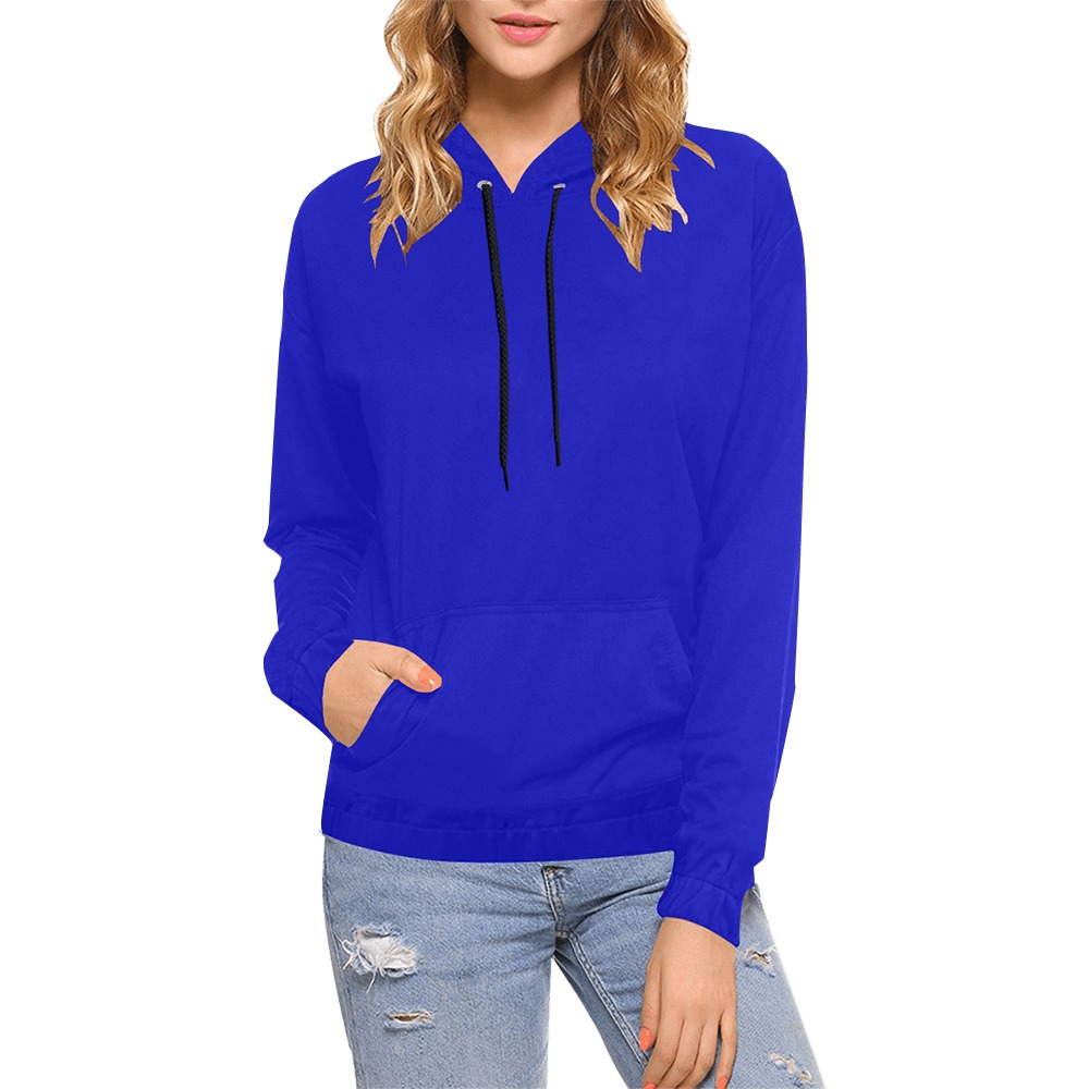 Navy Blue All Over Print Hoodie for Women (USA Size) (Model H13)