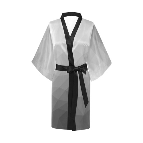 Grey Gradient Geometric Mesh Pattern Kimono Robe