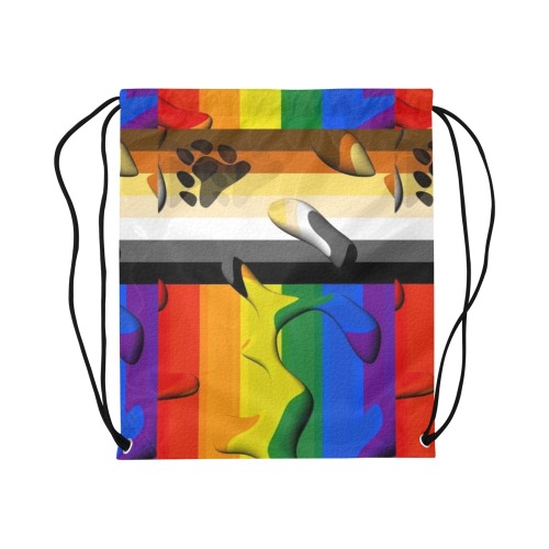 Bears Pride Flag Pop Art by Nico Bielow Large Drawstring Bag Model 1604 (Twin Sides)  16.5"(W) * 19.3"(H)