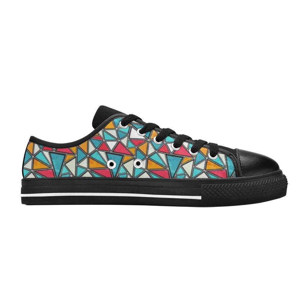Cute Colorful Geo Abstract Low Top Canvas Shoes for Kid (Model 018)