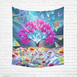 Crystal Tree of Light Cotton Linen Wall Tapestry 51"x 60"