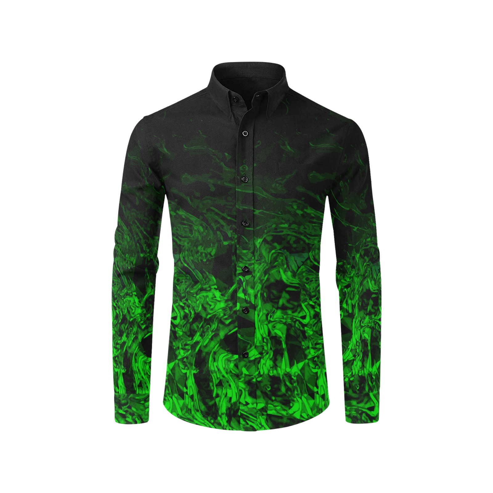 Green Mutant black collar Men's All Over Print Casual Dress Shirt (Model T61)