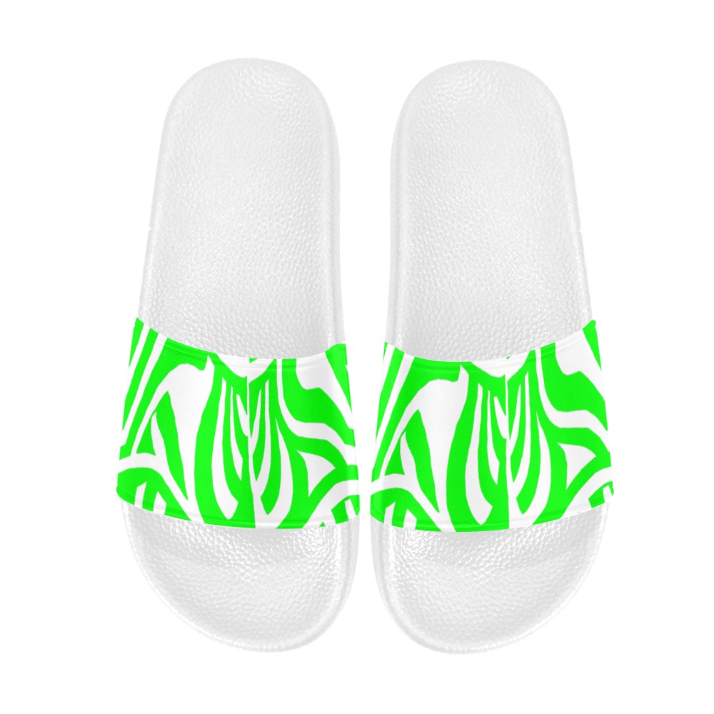 aaa green w Women's Slide Sandals (Model 057)