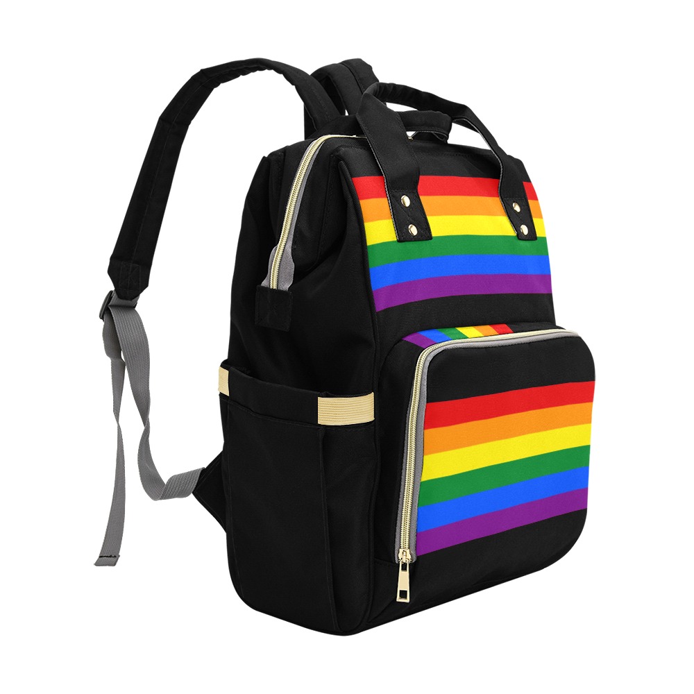 Gay Pride Rainbow Flag Stripes Multi-Function Diaper Backpack/Diaper Bag (Model 1688)