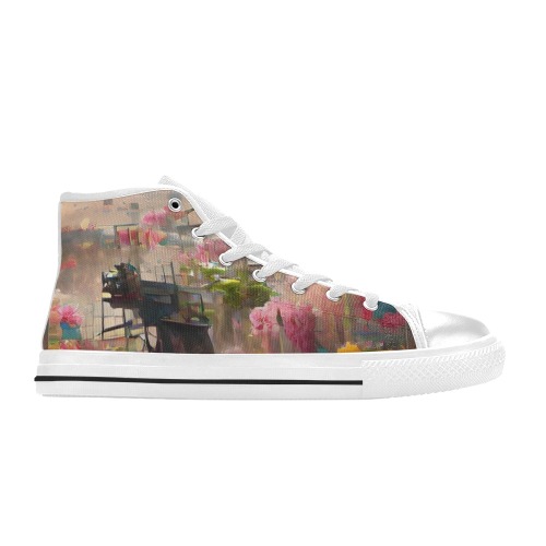 flowers 2 Women's Classic High Top Canvas Shoes (Model 017)
