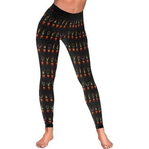 Gothic Love Candles Women's Low Rise Leggings (Invisible Stitch) (Model L05)