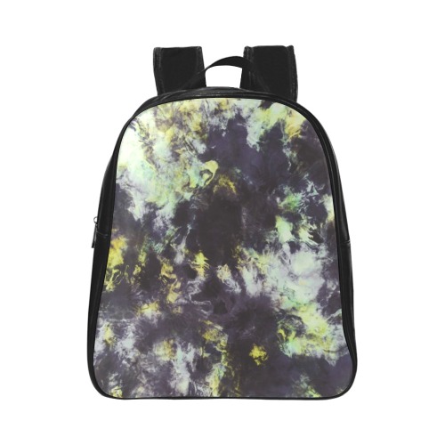 Green and black colorful marbling School Backpack (Model 1601)(Small)