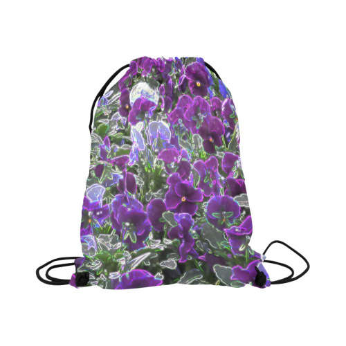 Field Of Purple Flowers 8420 Large Drawstring Bag Model 1604 (Twin Sides)  16.5"(W) * 19.3"(H)