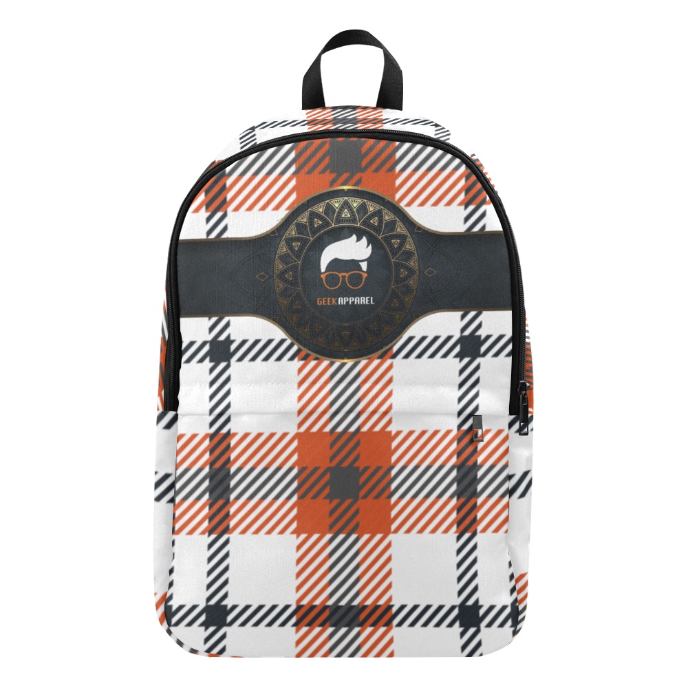 Geek Apparel Signature Orange and Black Check Backpack Fabric Backpack for Adult (Model 1659)