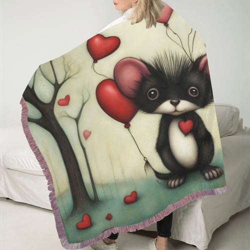 Skunk Love 2 Ultra-Soft Fringe Blanket 50"x60" (Mixed Pink)