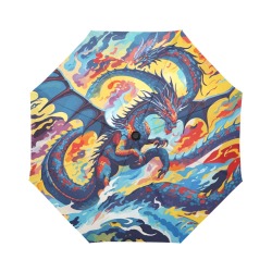 Fantastic dragons in flight. Fire and smoke art. Auto-Foldable Umbrella (Model U04)