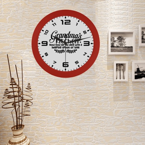 Grandmas kitchen good food served daily with a heaping spoon of love (R) Circular Plastic Wall clock