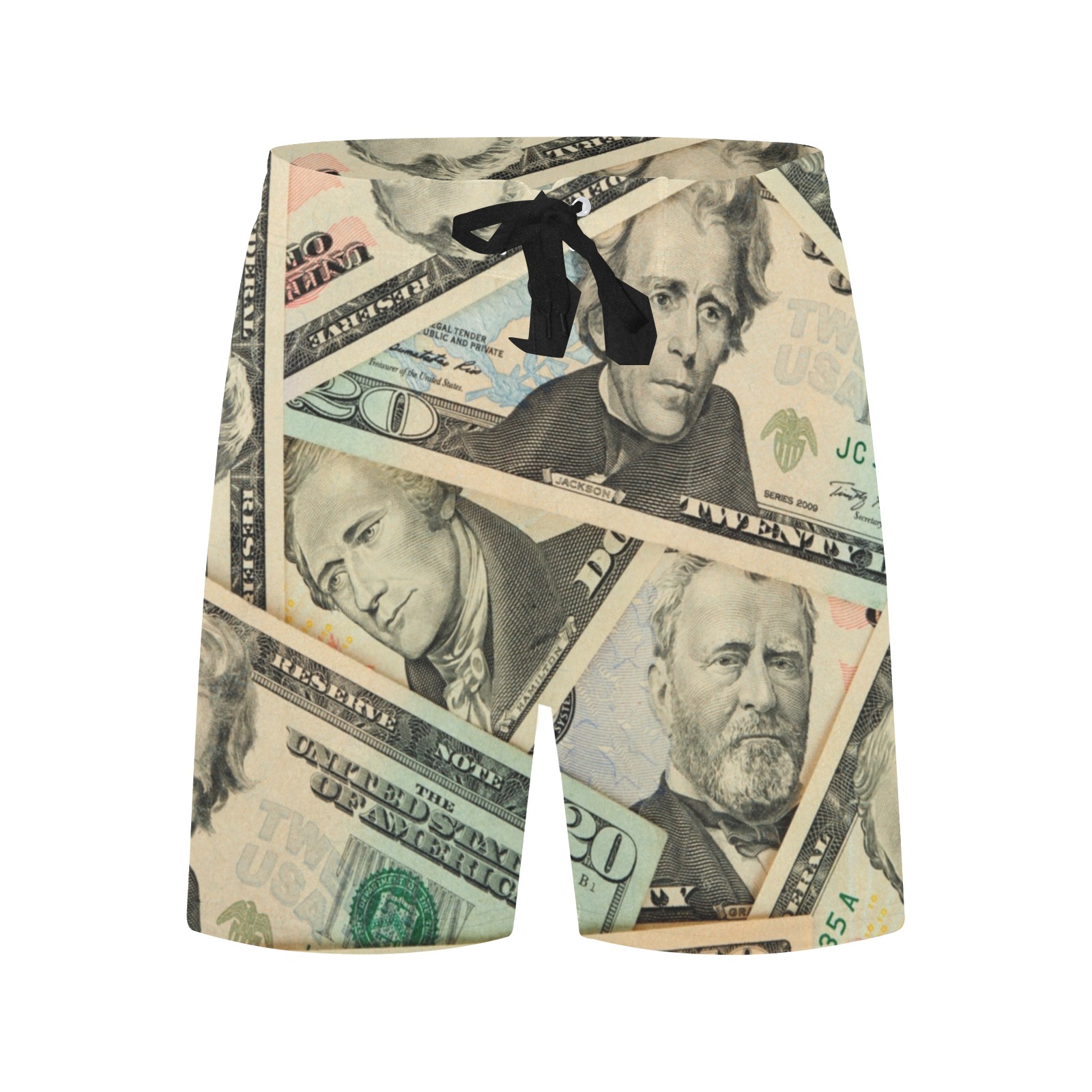 US PAPER CURRENCY Men's Mid-Length Beach Shorts (Model L47)