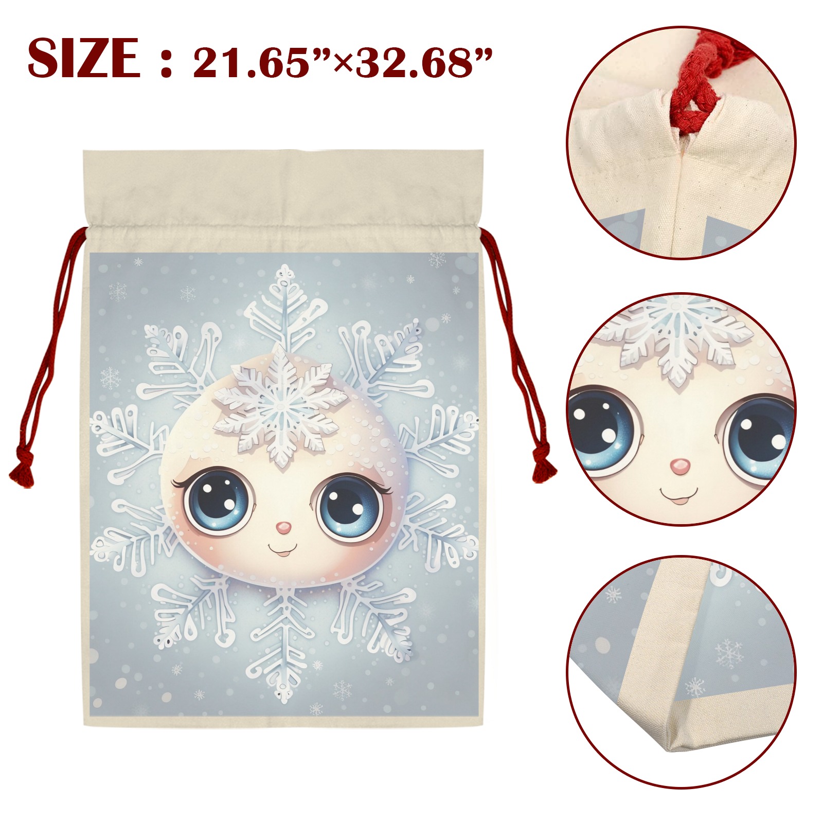 Little Snowflake Santa Claus Drawstring Bag 21"x32" (Two Sides Printing)