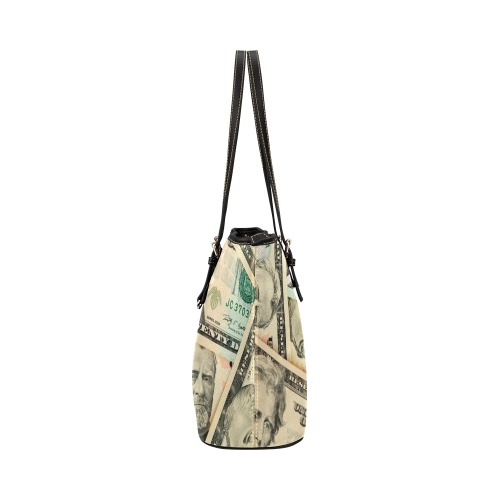 US PAPER CURRENCY Leather Tote Bag/Large (Model 1651)