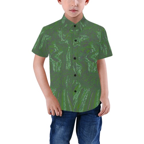 ocean storms green Boys' All Over Print Short Sleeve Shirt (Model T59)